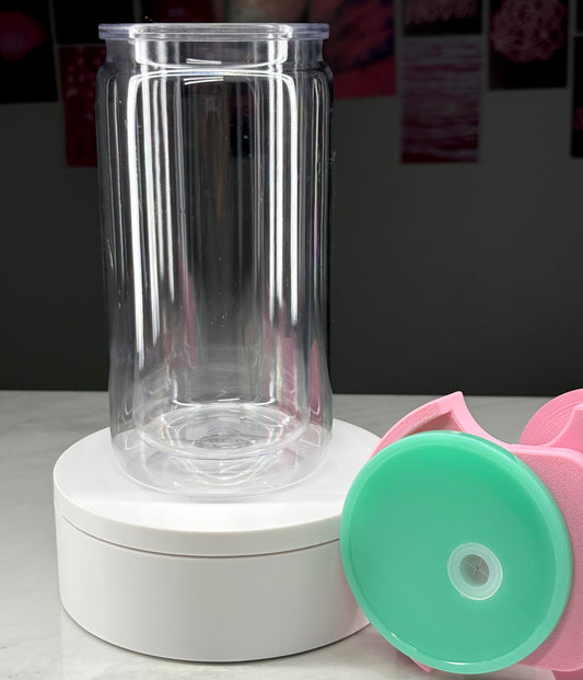 16 oz Acrylic Snowglobe Light Green Lid