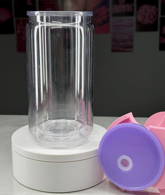 16 oz Acrylic Snowglobe Purple Lid